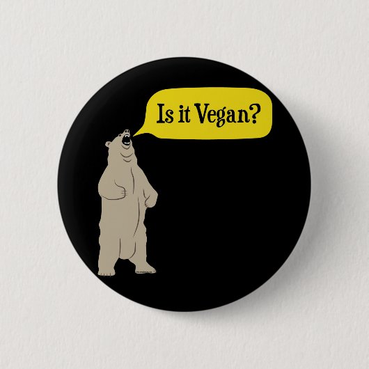 Badge Rond 5 Cm Est-il végétalien ? Ours affamé (Devant)