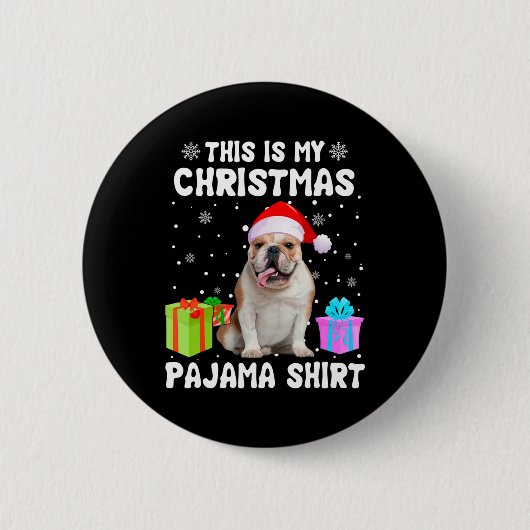 Badge Rond 5 Cm Est Mon Noël Français Chien Chien Chien Pyjama Chi (Devant)