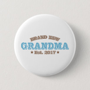 Badge Rond 5 Cm Est tout neuf de grand-maman. 2017 (bleu)