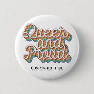 BADGE ROND 5 CM ESTHÉTIQUE DU DRAPEAU DE PLANCHE QUEER ET FIER '70