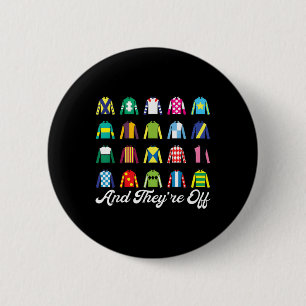 Badge Rond 5 Cm Et Ils Hors Cheval Racing Derby Day Funny Silks