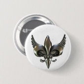 BADGE ROND 5 CM ÉTAIN AFFLIGÉ PARLIS À AILES (Devant & derrière)