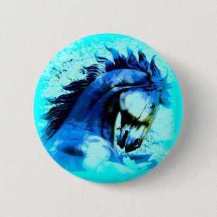 Badge Rond 5 Cm étalon bleu sauvage