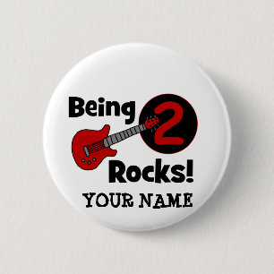 Badge Rond 5 Cm Étant 2 roches ! avec la guitare