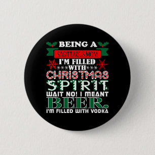Badge Rond 5 Cm Étant Maman Sagittaire Esprit de Noël Bière