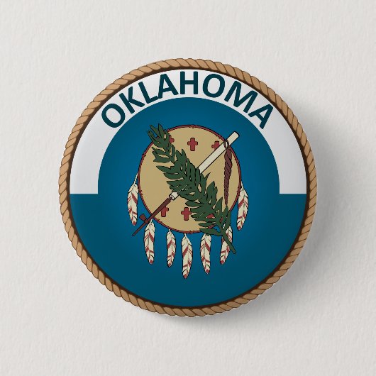 Badge Rond 5 Cm État de bouton de joint de drapeau de l'Oklahoma (Devant)
