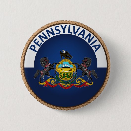Badge Rond 5 Cm État de bouton de joint de drapeau de Pennsylvanie (Devant)