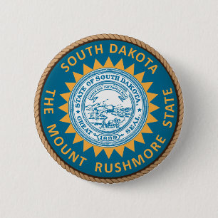 Badge Rond 5 Cm État du Dakota du Sud - Bouton de phoque du drapea
