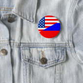 Badge Rond 5 Cm etat-unis russie demi-drapeau états-unis (En situation)