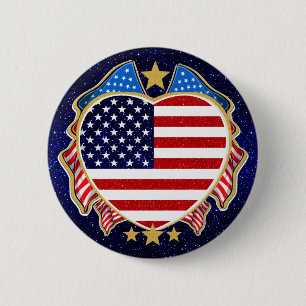 BADGE ROND 5 CM ÉTATS-UNIS BOUTON