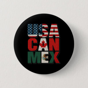 Badge Rond 5 Cm États-Unis Can Mex Drapeau Football Amérique du No