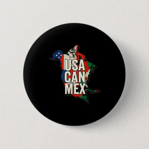 Badge Rond 5 Cm États-Unis Can Mex Football Amérique du Nord Footb