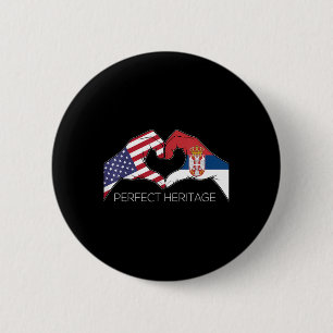 Badge Rond 5 Cm États-Unis Et Serbie Serbe Américain Parfait Hérit