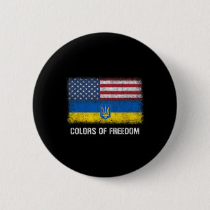 Badge Rond 5 Cm États-Unis Ukraine Drapeau Américain Ukrainien Cou