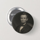 Badge Rond 5 Cm Etching Portrait d'Abraham Lincoln (Devant & derrière)