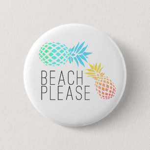 Badge Rond 5 Cm été à la mode "plage svp", ananas coloré