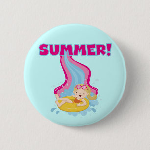 Badge Rond 5 Cm Été blond de fille