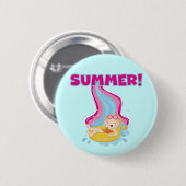 Badge Rond 5 Cm Été blond de fille (Devant & derrière)