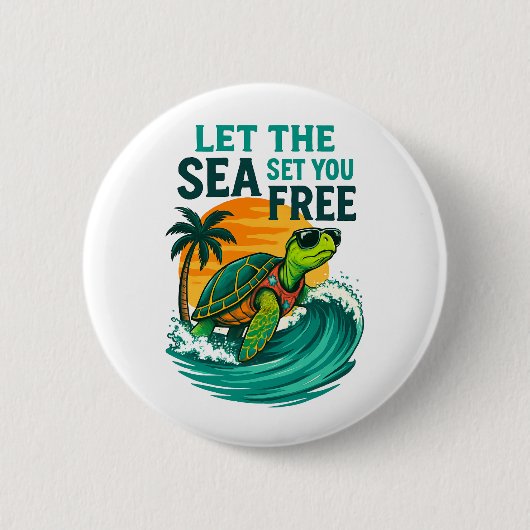 Badge Rond 5 Cm Été cool - Vibes de tortues marines (Devant)