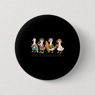 Badge Rond 5 Cm Été drôle oie plage canard surf vacances mignon
