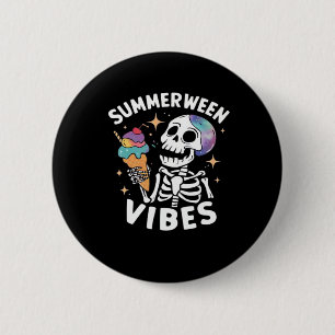 Badge Rond 5 Cm Été Halloween Funky Skeleton Ice Cre