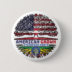 Badge Rond 5 Cm Ethiopie États-Unis d'Amérique Éthiopie