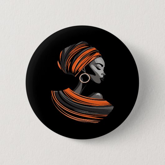 Badge Rond 5 Cm Ethnic Kente Tissu Tête Envelopper belle femme Afr (Devant)