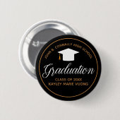 Badge Rond 5 Cm Étiquette 2024 - Noir Gold Custom School Nom de l' (Devant & derrière)