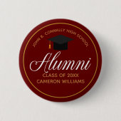 Badge Rond 5 Cm Étiquette Alumni Maroon Gold High School (Devant)