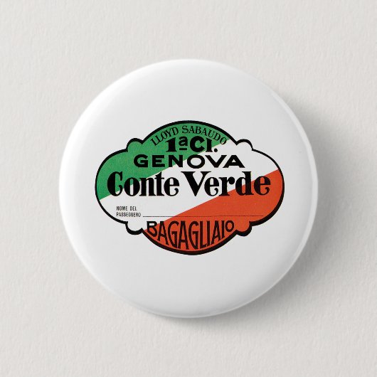 Badge Rond 5 Cm Étiquette de bagages de 1ère classe Conte Verde (Devant)