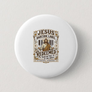 Badge Rond 5 Cm Étiquette de code-barres Jésus Rédimé Jésus Code-b