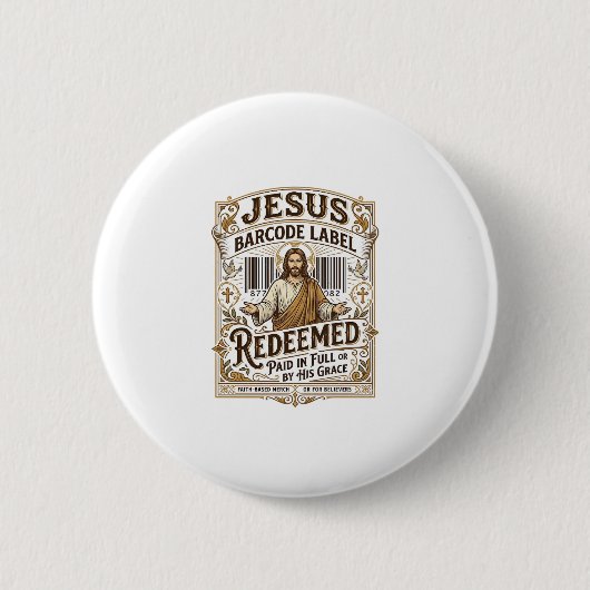 Badge Rond 5 Cm Étiquette de code-barres Jésus Rédimé Jésus Code-b (Devant)