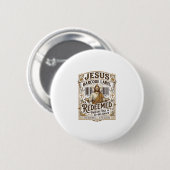 Badge Rond 5 Cm Étiquette de code-barres Jésus Rédimé Jésus Code-b (Devant & derrière)