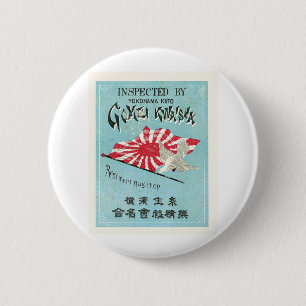 Badge Rond 5 Cm Étiquette en soie japonais vintage de drapeau du