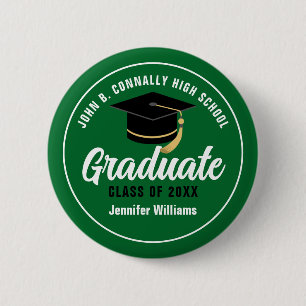 Badge Rond 5 Cm Étiquette Green White High School Graduate Custom 