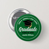 Badge Rond 5 Cm Étiquette Green White High School Graduate Custom  (Devant & derrière)