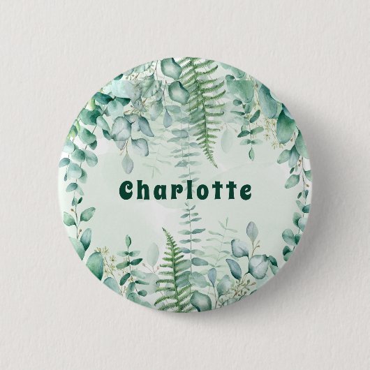 Badge Rond 5 Cm étiquette nominative de forêt de bois de verdure d (Devant)