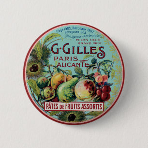 Badge Rond 5 Cm Étiquette vintage de fruits français