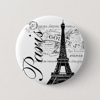 Badge Rond 5 Cm Étiquette vintage de Paris et de Tour Eiffel