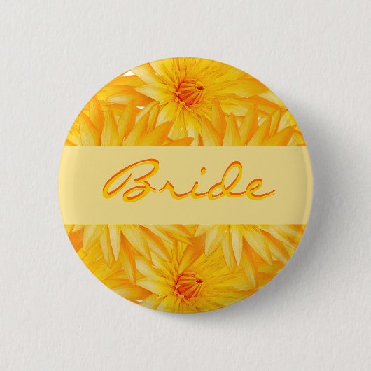 Badge Rond 5 Cm Étiquettes nommées de mariage - insignes jaunes (Devant)