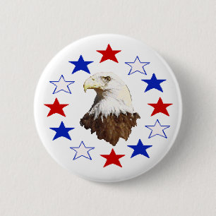 Badge Rond 5 Cm Étoile américaine chauve d'Eagle