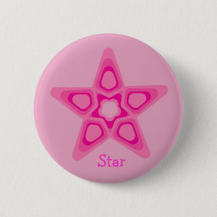 Badge Rond 5 Cm Étoile assez rose