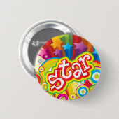 Badge Rond 5 Cm Étoile - bouton (Devant & derrière)