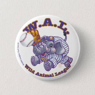 Badge Rond 5 Cm Étoile de baseball éléphant