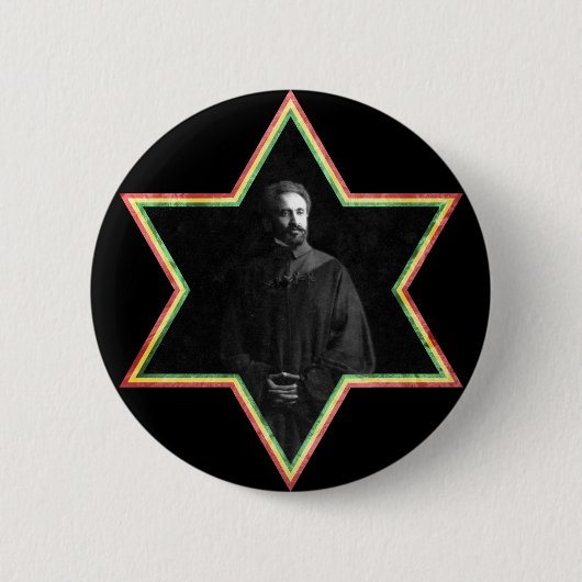 Badge Rond 5 Cm Étoile de David de Haile Selassie (Devant)