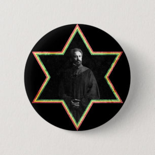 Badge Rond 5 Cm Étoile de David de Haile Selassie