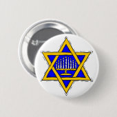 Badge Rond 5 Cm Étoile de David & Menorah (Devant & derrière)