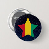 Badge Rond 5 Cm Étoile de drapeau de Guinée dans l'espace (Devant & derrière)