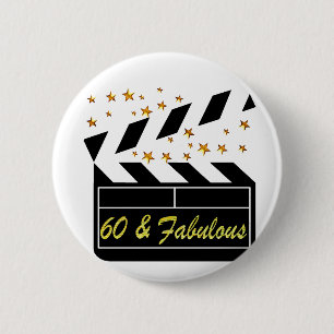 BADGE ROND 5 CM ÉTOILE DE FILM DE 60 ANS