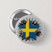 Badge Rond 5 Cm Étoile de la Suède (Devant & derrière)